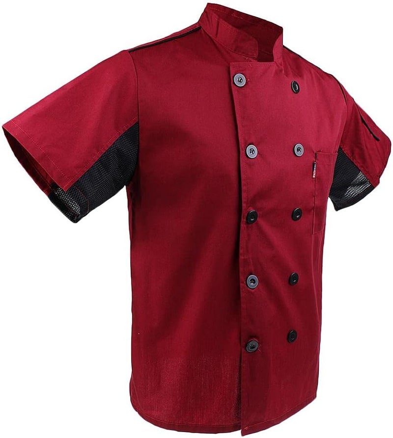 كلاراكو زي عمل موحد للطهاة للرجال والنساء، قميص طبخ قطني بأكمام قصيرة، سترة للطهاة بفتحات تهوية جيدة. - Image 4