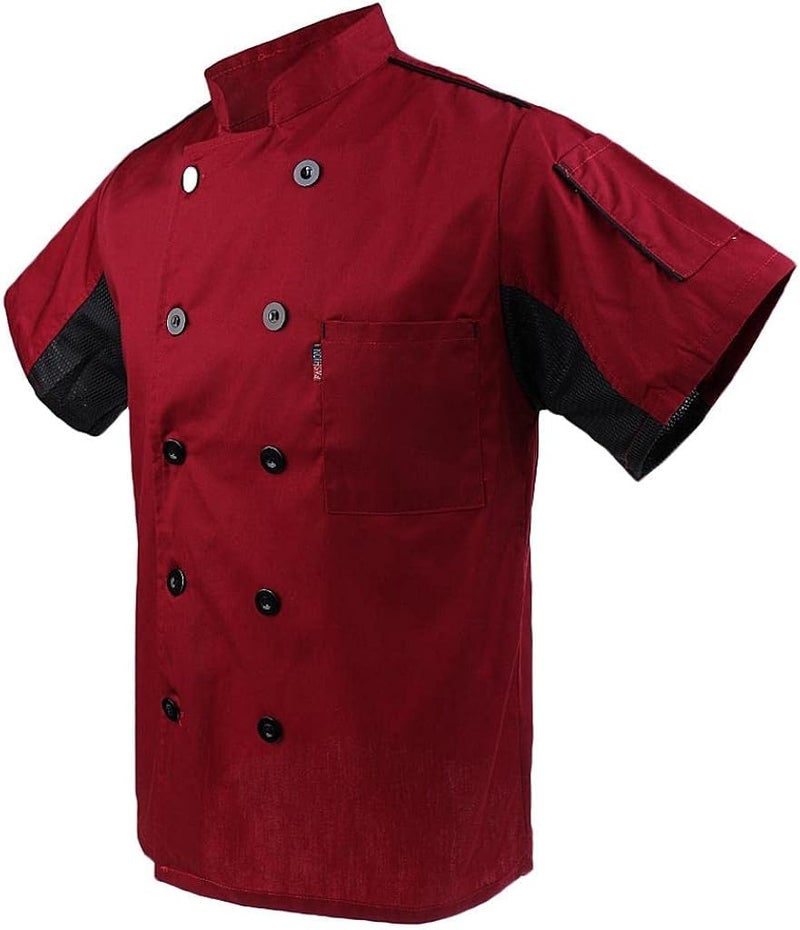 كلاراكو زي عمل موحد للطهاة للرجال والنساء، قميص طبخ قطني بأكمام قصيرة، سترة للطهاة بفتحات تهوية جيدة. - Image 5