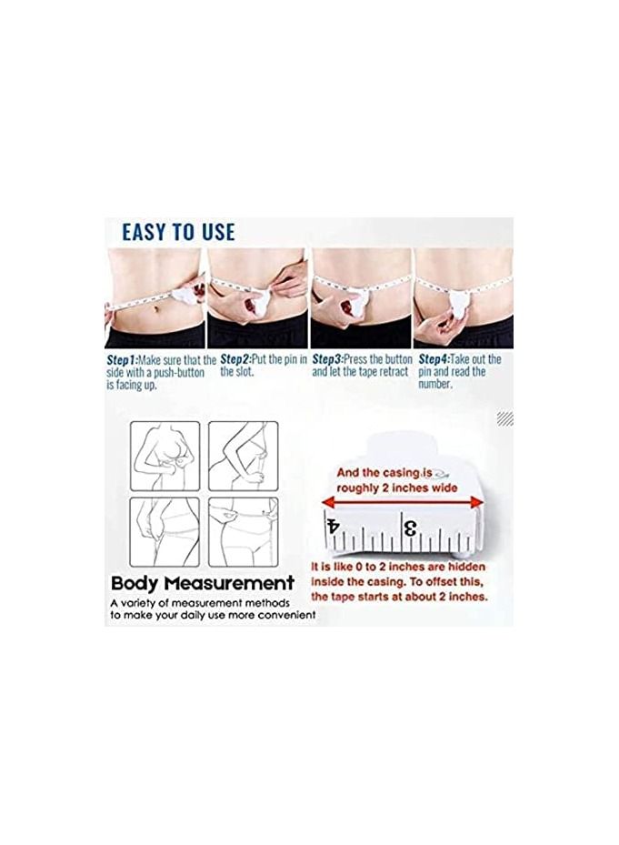 Spaceshoop Soft Tape Measure Automatic Telescopic Tape Measure, Self-Tightening Retractable Measure Tape 60 inch150cm for Body Accurate Way to Track Weight Loss Muscle Gain by One Hand - Image 2