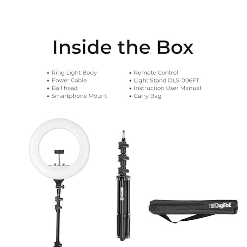 DIGITEK (DRL-18RT C 6) LED Ring Light with Remote Control & Stand 158cm - Bi Color, Color Temperature Control, Lighting Control, AC Powered - Photo. Video Shoots - USB Powered - Image 3