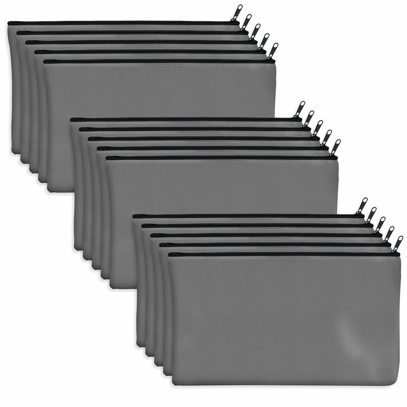 15 Pack Blank Cotton Canvas DIY Craft Zipper Bags Pouches Pencil Case for Makeup Cosmetic Toiletry Stationary Storage Gray 83 x 47