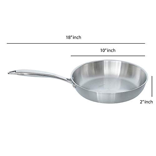Femora Stainless Steel Flat Fry Pan, Bonded Tri-Ply Bottom with Steel Handle, 20 cm,Silver, Zero Coating, Health Safe - Image 4