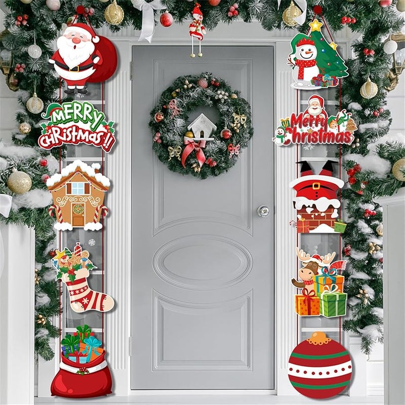 Christmas Garage Door Couplet Decor Hanging Sign For Porch Indoor Outdoor Blue - Image 4
