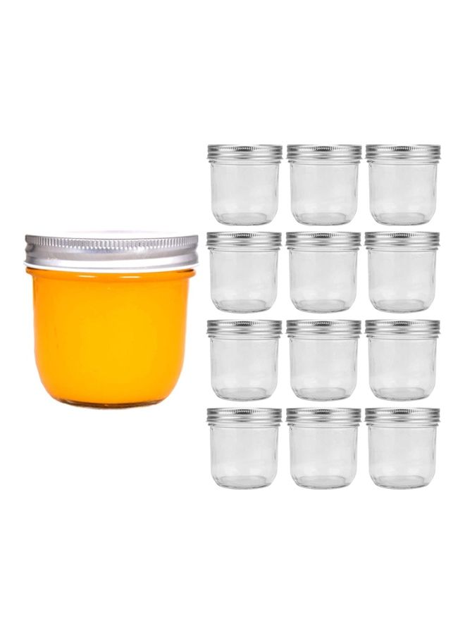 Clear Glass Jars Set of 12 with Metal Regular Lids - Image 1