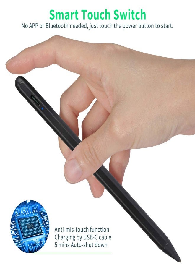 Bbata Electronic Stylus for iPad Pro 10.5" Pencil,Active Capacitive Pencil Compatible with Apple iPad Pro 10.5-inch Stylus Pens,Good on Drawing and Writing Type-C Rechargeable Pen, Black - Image 5