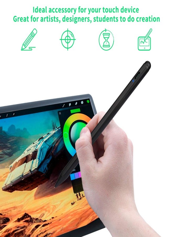 Bbata Electronic Stylus for iPad Pro 10.5" Pencil,Active Capacitive Pencil Compatible with Apple iPad Pro 10.5-inch Stylus Pens,Good on Drawing and Writing Type-C Rechargeable Pen, Black - Image 2