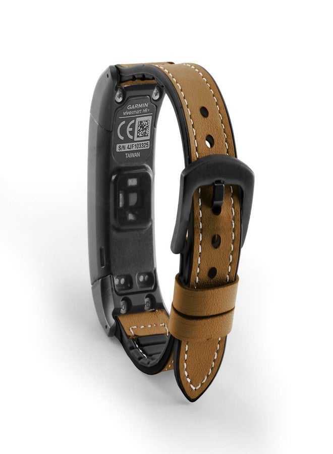 C2D JOY Leather & Silicone Mixed Strap Compatible with vivosmart HR/HR+ Plus Activity Tracker Replacement Band (Brown) - Image 1