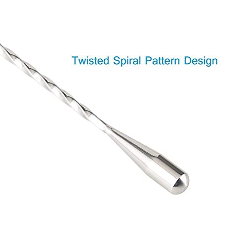 Dynore Stainless Steel Teardrop Twisted Bar Spoon with Black PVC Muddler,Tenderizer Head for Cocktails and Mocktails- Set of 2 - Image 4