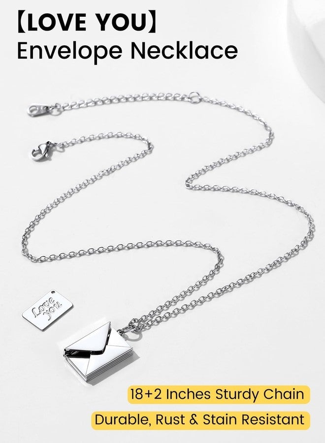 KeyStyle Silver Love Letter Necklace for Women, Envelope Necklaces with Message Inside for Her Mother's Day Gifts (18'') - Image 5