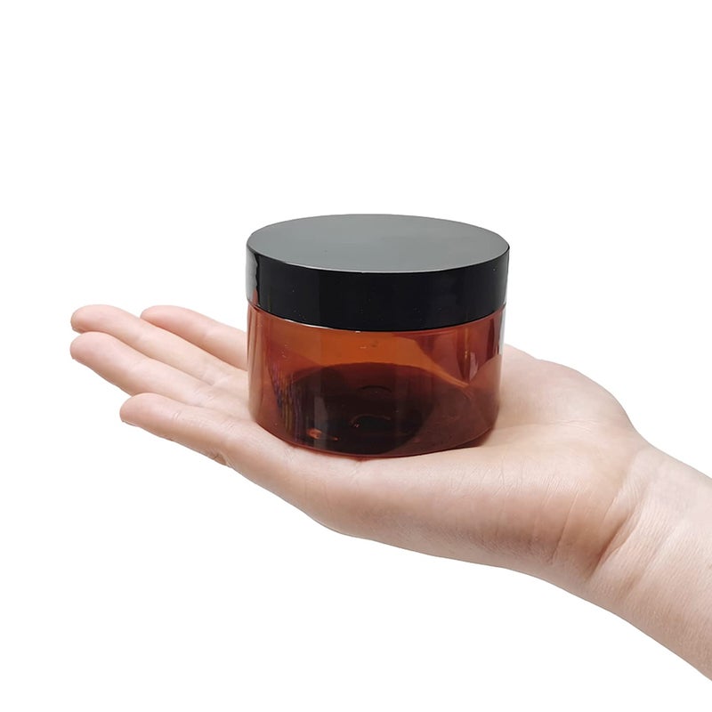 BallHull 4 Oz Amber Plastic Cosmetic Jars Leak Proof Container With Black Lid For Cream  Lotion  Powder  Ointment  Beauty Products Etc  12 Pcs. - Image 3