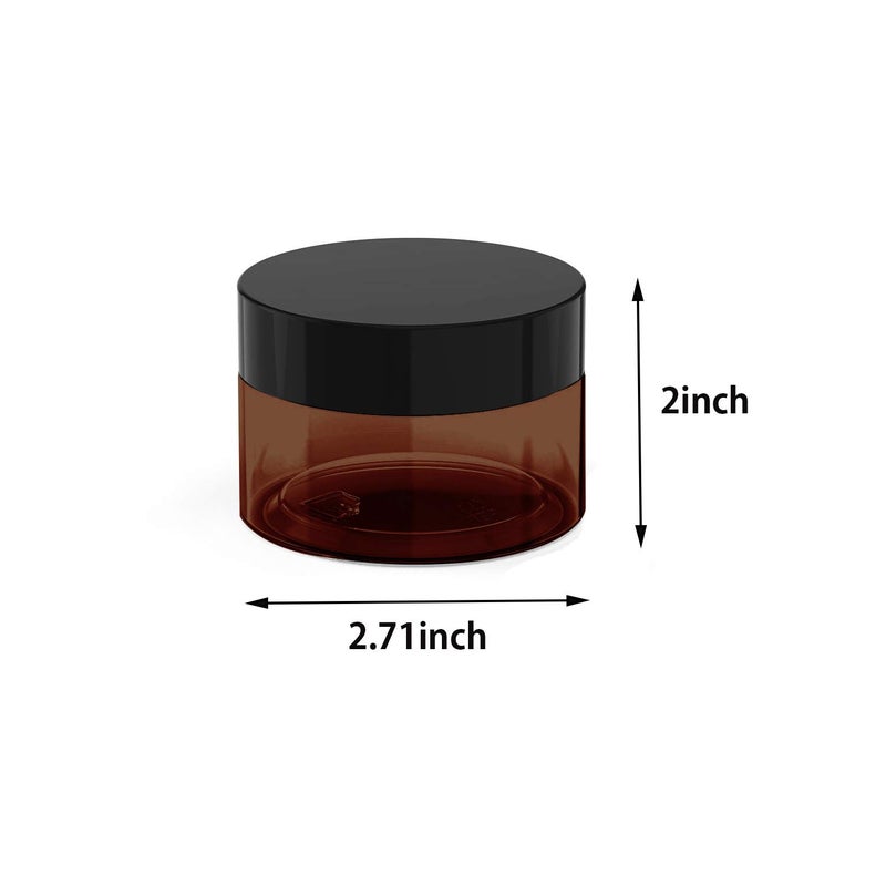 BallHull 4 Oz Amber Plastic Cosmetic Jars Leak Proof Container With Black Lid For Cream  Lotion  Powder  Ointment  Beauty Products Etc  12 Pcs. - Image 2