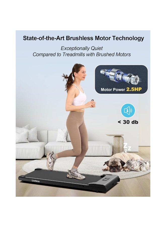 RUIYADA Walking Pad Treadmill Desk Treadmill for Home Office with 242lb Capacity 2 in 1 Portable Treadmill for Walking and Jogging Remote Control in LED Display Black - Image 3