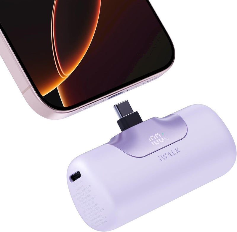 iWalk Powerbank 5500 mAh Mini USB C Power Bank 22.5 W Fast Charging Power Bank Small Lightweight Compact External Mobile Phone Batteries for iPhone 16/16 Plus/16 Pro Max, iPad, Samsung Galaxy S24/S25 - Image 1