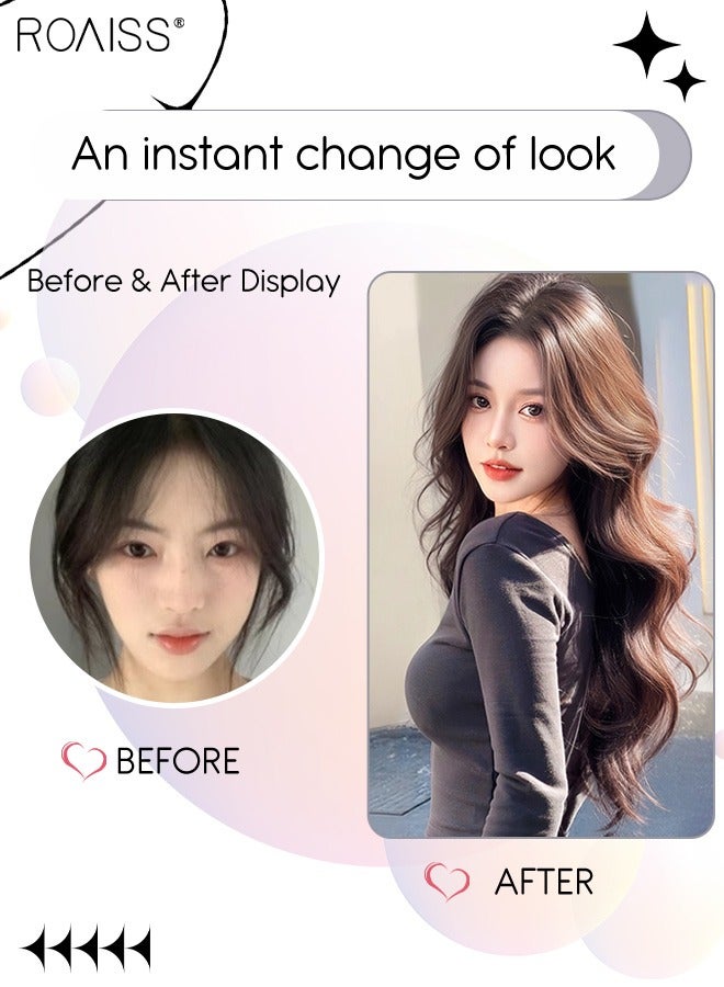 رويس شعر مستعار طويل مموج متوسط ​​الطول للنساء، شعر مستعار صناعي ناعم طبيعي مقاوم للحرارة لحفلات الزفاف والحفلات التنكرية والارتداء اليومي، بني، 55 سم (22 بوصة) - Image 3