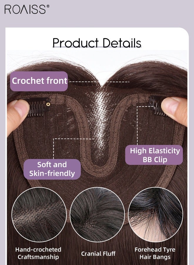 رويس شعر مستعار طويل مموج متوسط ​​الطول للنساء، شعر مستعار صناعي ناعم طبيعي مقاوم للحرارة لحفلات الزفاف والحفلات التنكرية والارتداء اليومي، بني، 55 سم (22 بوصة) - Image 4