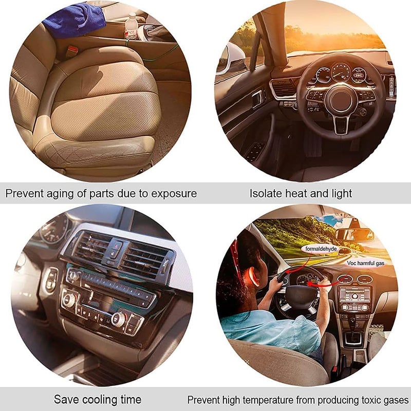 Padom Car Windshield Sun Shade Umbrella, Foldable Car Sun Shade Windshield, Fit Sedan SUV Pickup Truck Most Vehicles Car Window Shades, Front Windshield Sunshade for car Accessories (57"*31") - Image 5