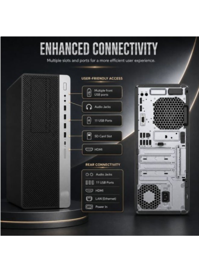 كمبيوتر مكتبي احترافي، معالج Intel Core i5-7500 رباعي النواة، ذاكرة 8 جيجابايت DDR4، هارد 1 تيرابايت HDD، رسومات Intel HD 630، نظام Windows 10، منفذ HDMI، قارئ بطاقات SD، 11 منفذ USB، مع لوحة مفاتيح وفأرة - Image 2