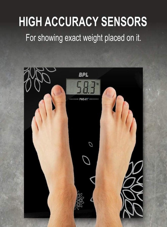 BPL Medical Technologies PWS-01+ Personal Weighing Scale for Highly Accurate Digital Bathroom Body Scale, Precisely Measures Weight Up to 180Kg - Black - Image 4