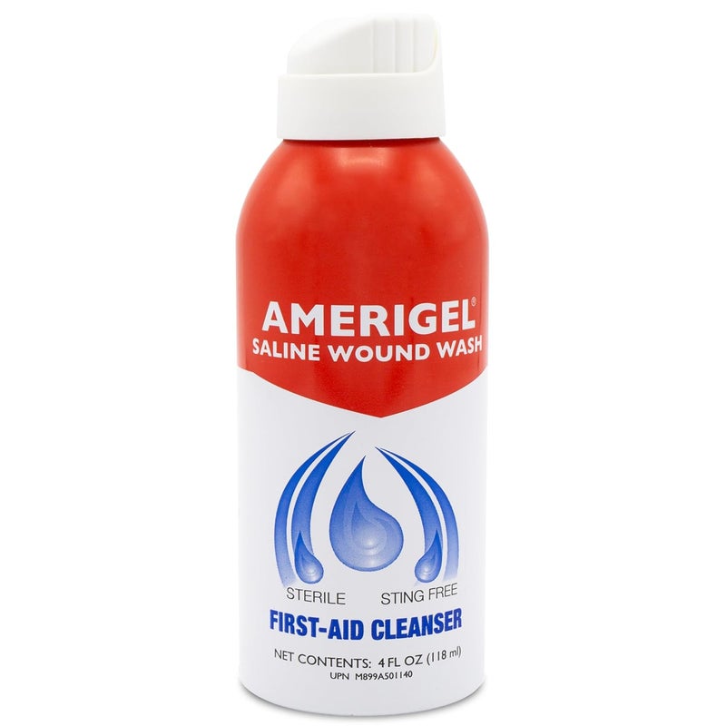 AMERIGEL  Saline Wound Wash  First Aid Cleansing Solution  Advanced Skin and Wound Care  4 Fl Oz - Image 1