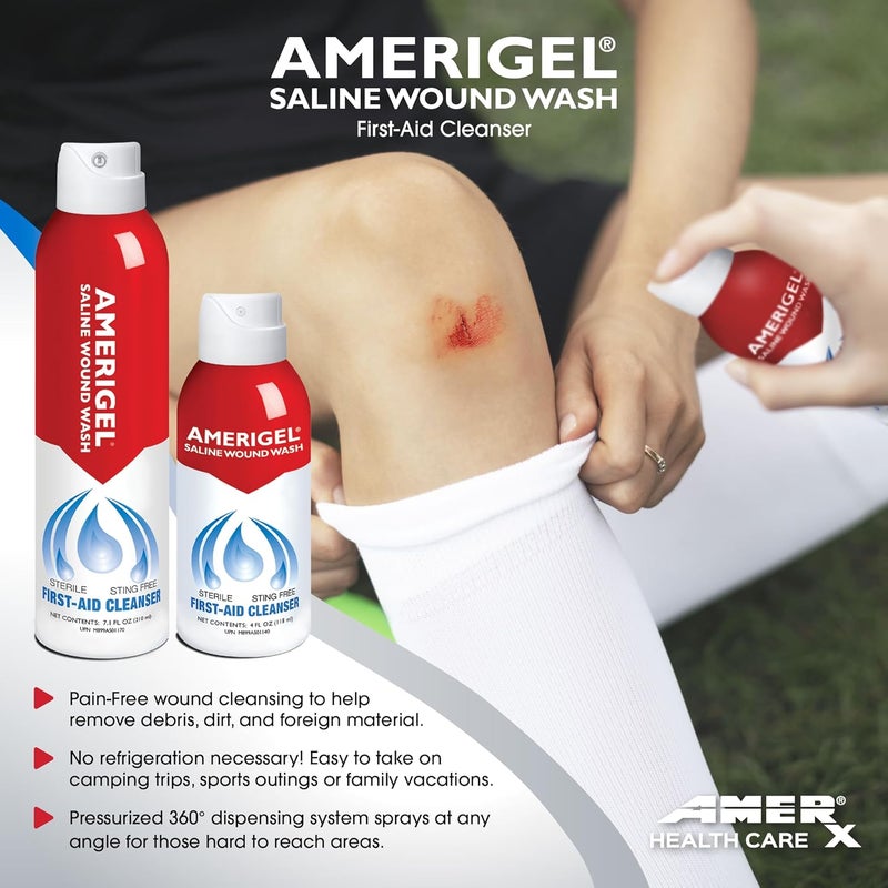 AMERIGEL  Saline Wound Wash  First Aid Cleansing Solution  Advanced Skin and Wound Care  4 Fl Oz - Image 2