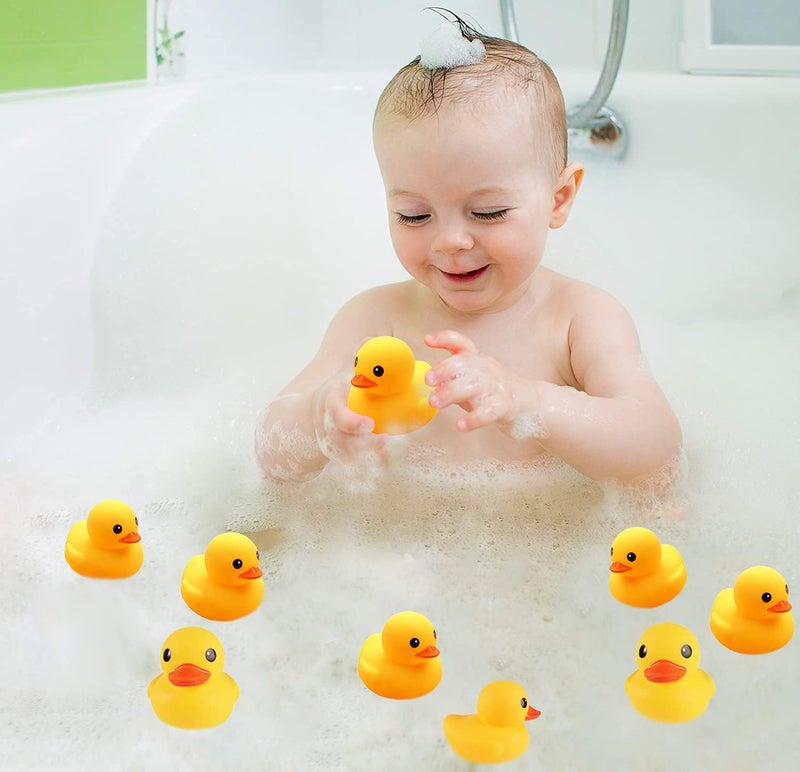 AIYUENCICI Bath Duck Toys 12 PCS Yellow Rubber Ducks Squeak & Float Ducky Baby Shower Pool Toy for Toddlers Kids Boys Girls - Image 2