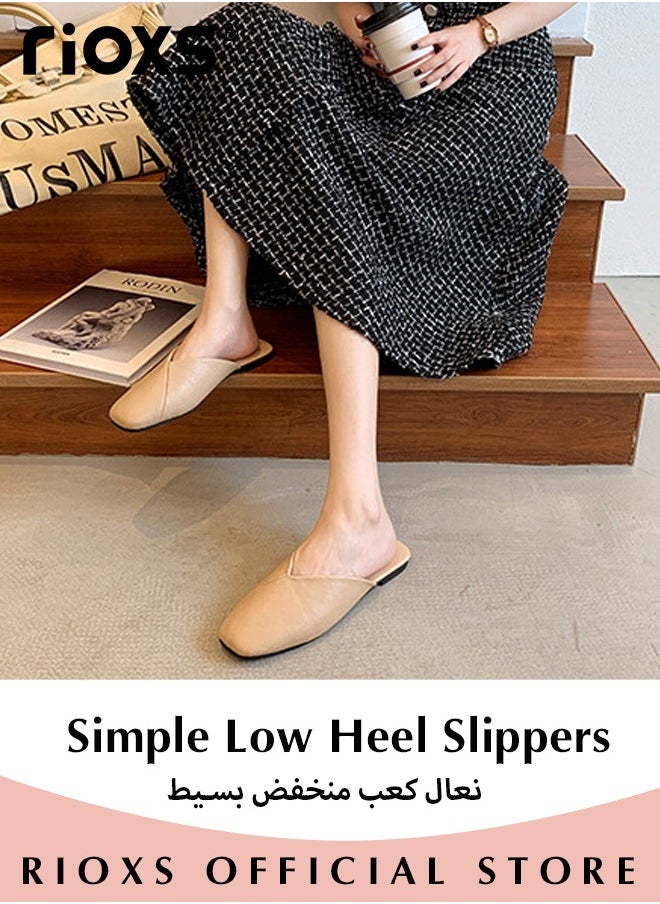ريوكس النساء البغال المسطحة، Fashion Cross Mules Shoes، PU أحذية الكعب المنخفض، أصابع القدم المربع أحذية مسطحة بدون ظهر للسيدات، انزلق على أحذية مسطحة، البغال المكافحة للانزلاق أحذية أحذية للعمل التسوق ملابس المشي  - Image 5