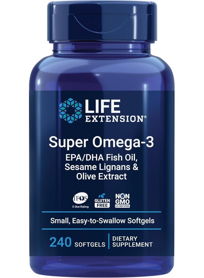 Life Extension لايف إكستينشن سوبر أوميغا-3 مع زيت السمك EPA/DHA، لجنات السمسم ومستخلص الزيتون - Image 1