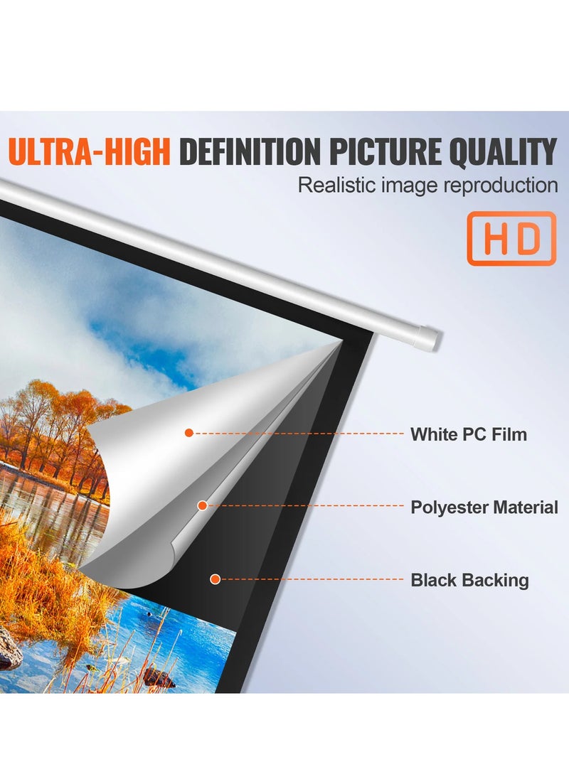 FlashHawk - 120 Inch 16:9 Wall Mount Electric Projector Screen - Motorized Projection Curtain with Remote Control For Business/School/Office/Meeting - Image 1