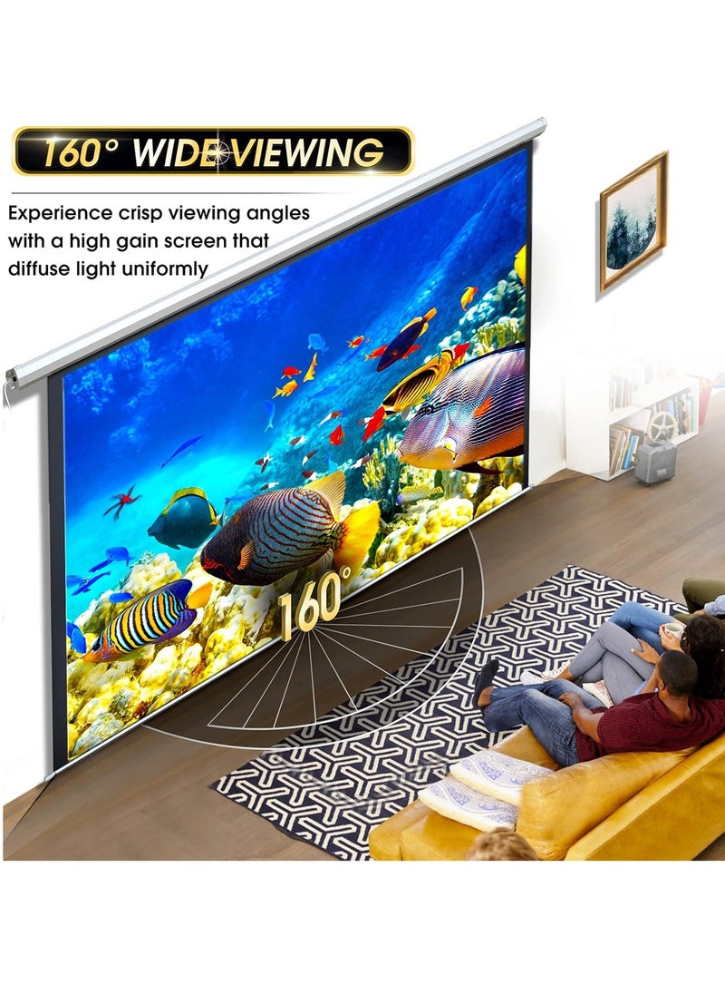 FlashHawk - 120 Inch 16:9 Wall Mount Electric Projector Screen - Motorized Projection Curtain with Remote Control For Business/School/Office/Meeting - Image 1