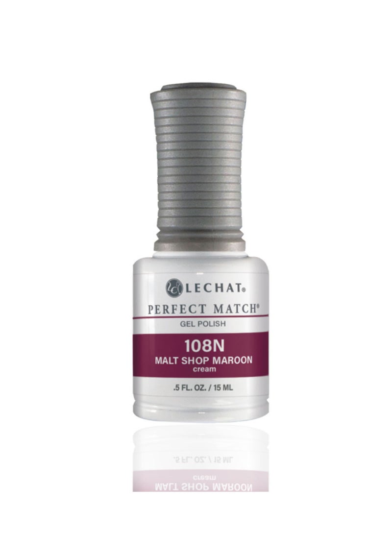 Lechat Perfect Match Gel Nail Polish 15ml Soak Off Long Lasting High Shine UV LED Gel Non Toxic Easy Application Wide Color Range for Manicure and Pedicure  Malt Shop Maroon PMS108N - Image 1