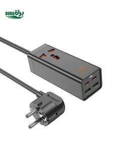 hoco AC10A Barry PD65W 2Type-C+2USB Ports with 1 Socket Desktop Charger, Cable Length: 1.5m, EU Plug(Black)