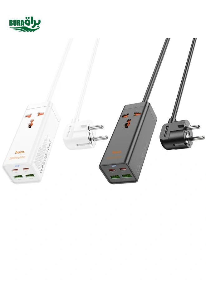 Generic - hoco AC10A Barry PD65W 2Type-C+2USB Ports with 1 Socket Desktop Charger, Cable Length: 1.5m, EU Plug(Black) - Image 1