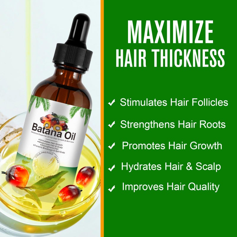 Batana Oil for Hair Growth 60ML, 100% Pure Unrefined Batana Oil Promotes Hair thickness, Repairs Damaged Hair, Smoothes Hair, Prevent Hair Loss - Image 2