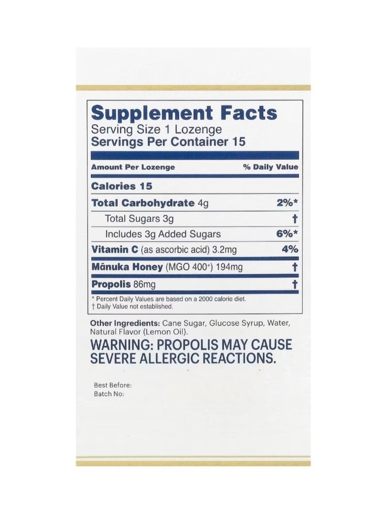 Manuka health Manuka Honey Lozenges Propolis MGO 400+ 15 Lozenges - Image 2