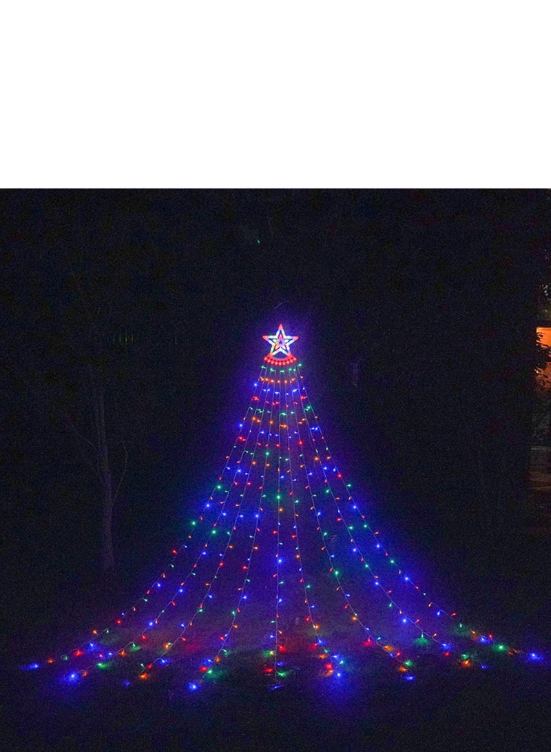 Loquat LED Five-pointed Star Waterfall Light Hanging Tree Light Water Light Outdoor Decorative Light Courtyard Remote Control Solar Light