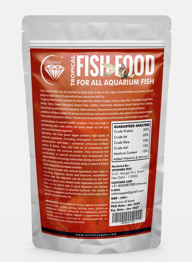 طعام نيتيشري الخاص للأسماك (1.8 مم) | غذاء يومي غني بالبروتين لنمو أسماك الزينة الذهبية، والبيتا، والجوبي، والسيشليد، والأنجلفيش، والكوي، والمولي، والتترا، وأسماك القرش | يعزز النمو والصحة واللون في جميع مراحل الحياة - Image 2