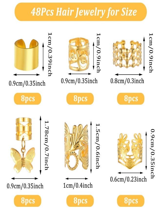 Tyqour مجموعة تيكور من 48 قطعة من مجوهرات الشعر للنساء، تتضمن دلايات شعر، وأساور شعر معدنية، وحلقات شعر قابلة للتعديل، ومشابك شعر، وخرز للضفائر، وإكسسوارات للشعر الأسود (دريدلوك) للنساء والرجال ذوي البشرة السمراء - Image 4