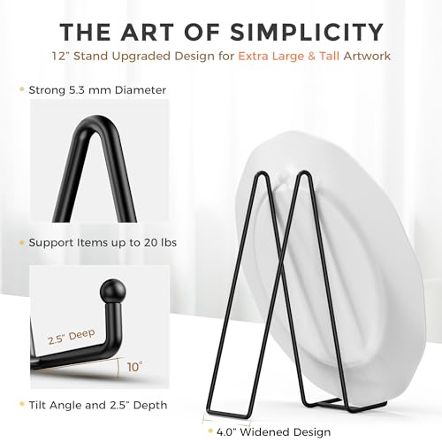 TRLife TR-LIFE 12 Inch Plate Stands for Large Heavy Duty Display - Metal Picture Frame Holder Stand + Table Top Easels for Decorative Platter, Book, Plaque, Photo (2 Pack) - Image 2