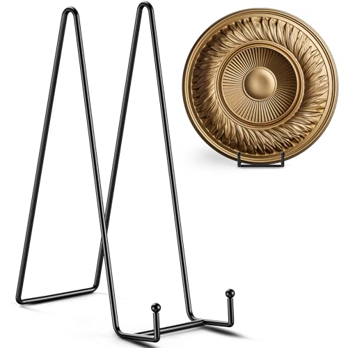 TRLife TR-LIFE 12 Inch Plate Stands for Large Heavy Duty Display - Metal Picture Frame Holder Stand + Table Top Easels for Decorative Platter, Book, Plaque, Photo (2 Pack) - Image 1