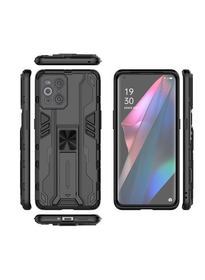 اس-توب جراب لهاتف OPPO Find X3 Supersonic مصنوع من مادة PC + TPU ومضاد للصدمات مع حامل - Image 4