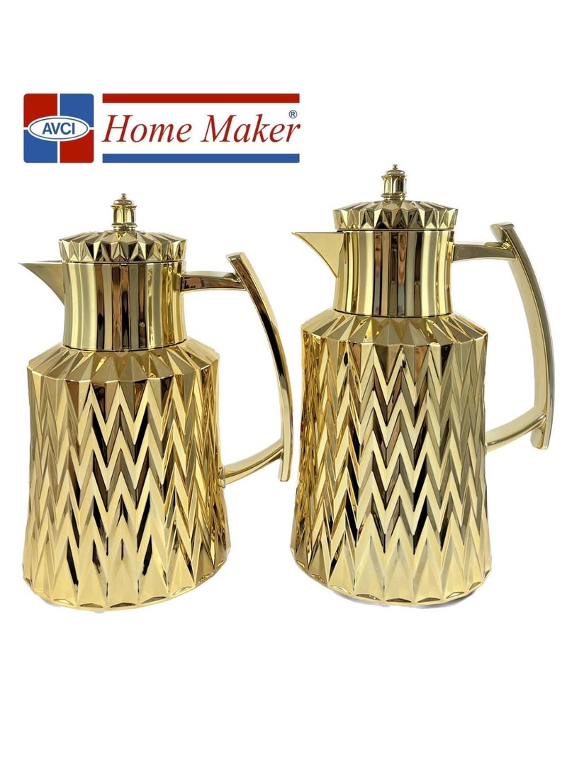 Home Maker - 2-Piece  Tea & Coffee Flask, Gold - Image 1