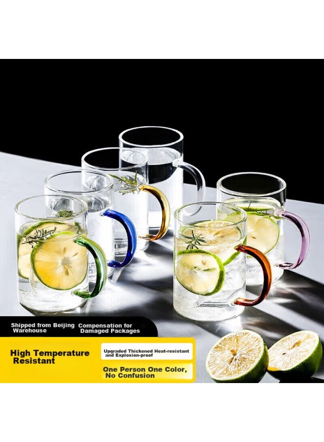 Weimingnuo Glass Drinking Cups, Heat-resistant Tea Cups Set, Home Use With Handle, Transparent High Borosilicate Glass Cups, 6-piece Set, 300ml - Image 1