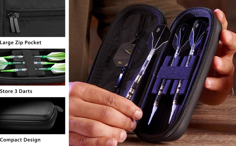 Casemaster Warden 3 Dart Case, Holds Extra Accessories, Shafts and Flights, Compatible with Steel Tip and Soft Tip Darts, Impact & Water Resistant TacTech Shell, Black Zipper - Image 5