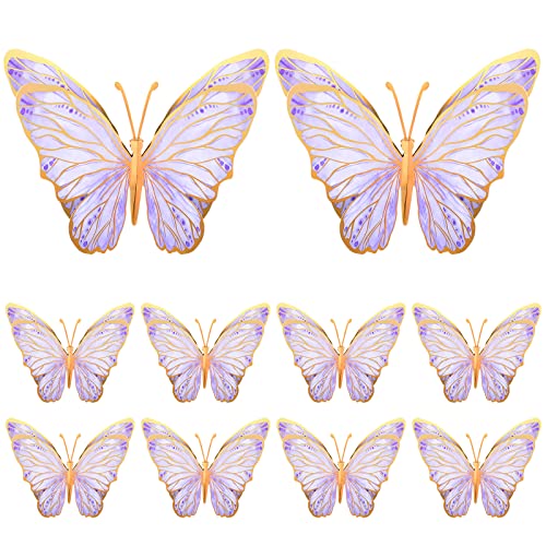 Geyee 10 Pcs Large Butterfly Centerpieces for Tables Butterfly Party Decorations 3D Paper Table Toppers Centerpieces Wall Decor for Birthday Baby Shower Wedding Party SuppliesPurple - Image 1