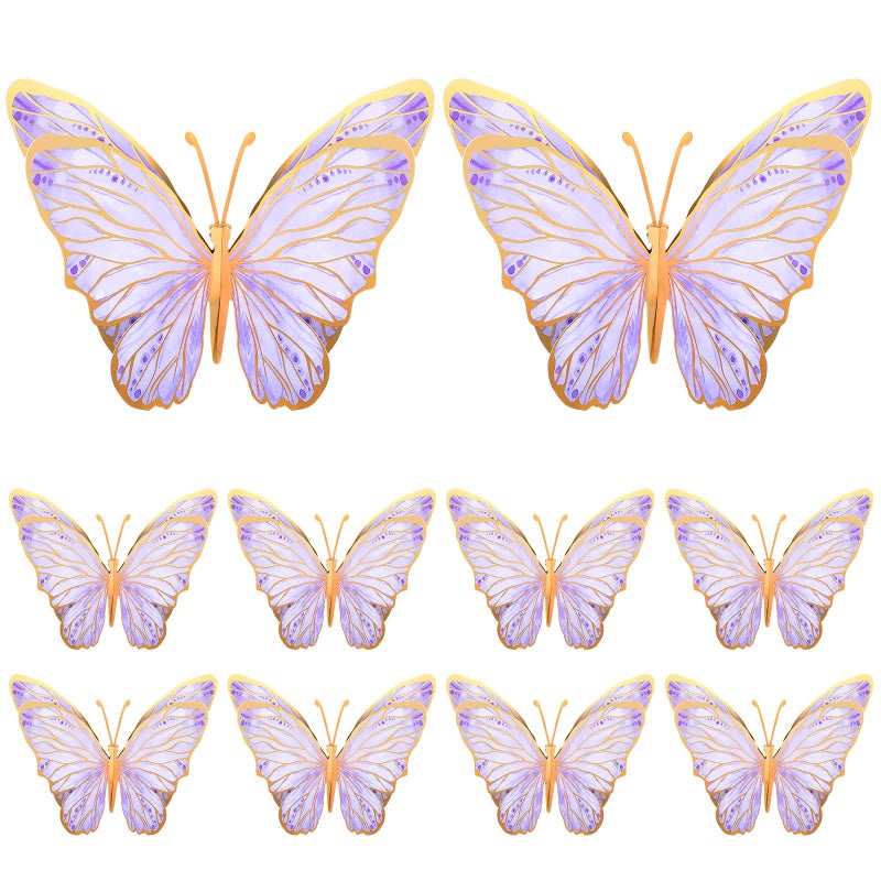 Geyee 10 Pcs Large Butterfly Centerpieces for Tables Butterfly Party Decorations 3D Paper Table Toppers Centerpieces Wall Decor for Birthday Baby Shower Wedding Party SuppliesPurple - Image 3