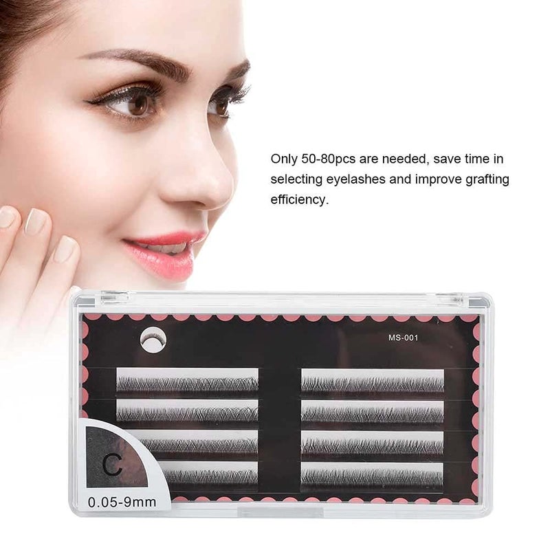 Grafting False Eyelashes, Thick Long Fake Eyelash Extensions, 8 - Row Black Eyelash Clusters with C and 0.05mm Thickness, Trim - to - Fit Individual Lashes for Professional or (MS-001 0.05c 9mm) - Image 5
