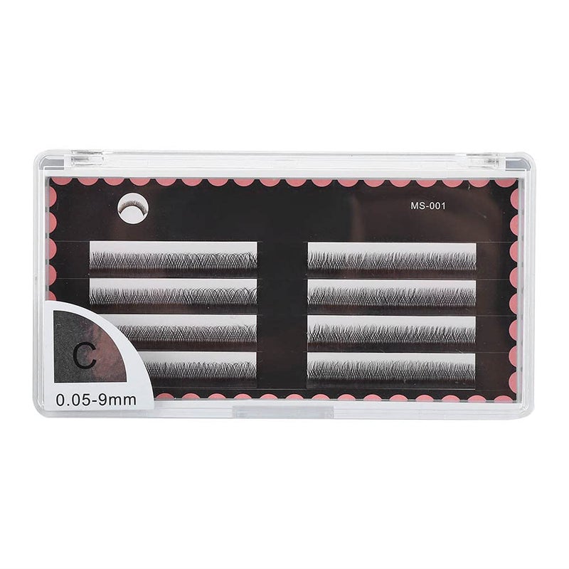 Grafting False Eyelashes, Thick Long Fake Eyelash Extensions, 8 - Row Black Eyelash Clusters with C and 0.05mm Thickness, Trim - to - Fit Individual Lashes for Professional or (MS-001 0.05c 9mm) - Image 1