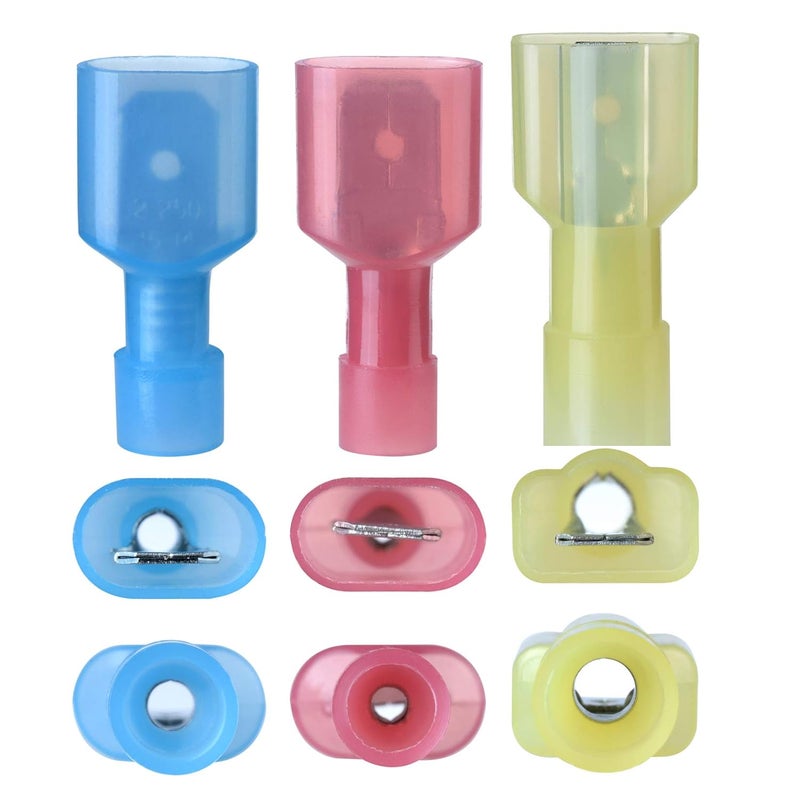 XHF 330 PCS 22-10 AWG Female Male Spade Flag Disconnect Connectors Kit Terminals Nylon Fully Insulated Quick Crimp Wire Connectors - Image 3