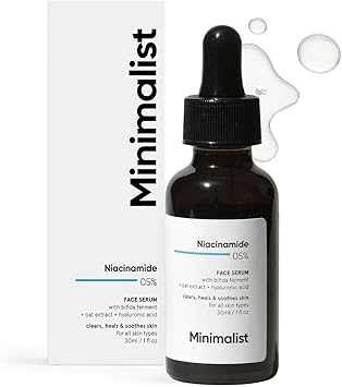 Minimalist 5 Niacinamide Face Serum for Clear Glowing Skin Reduces Dullness Hydrates Repairs Skin with Vit B3 HA Day Night Serum for Dry Sensitive Skin For Women Men 30 ml