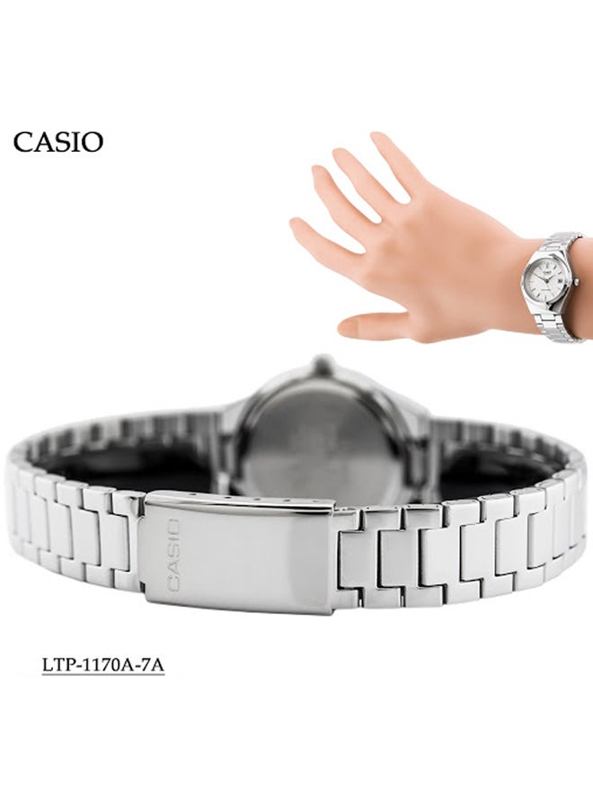 كاسيو ساعة يد إنتايسر بعقارب مقاومة للماء طراز LTP1170A-7A - قياس 30 مم - فضي نساء - Image 5